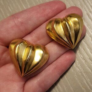 Givenchy Vintage Heart Puffy Clip-on Earrings